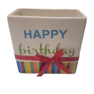 FTD HAPPY BIRTHDAY RECTANGULAR PLANTER CONTAINER VASE